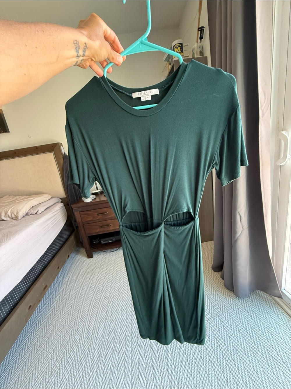 Bella Luxx Forest Green Cutout Midi Dress